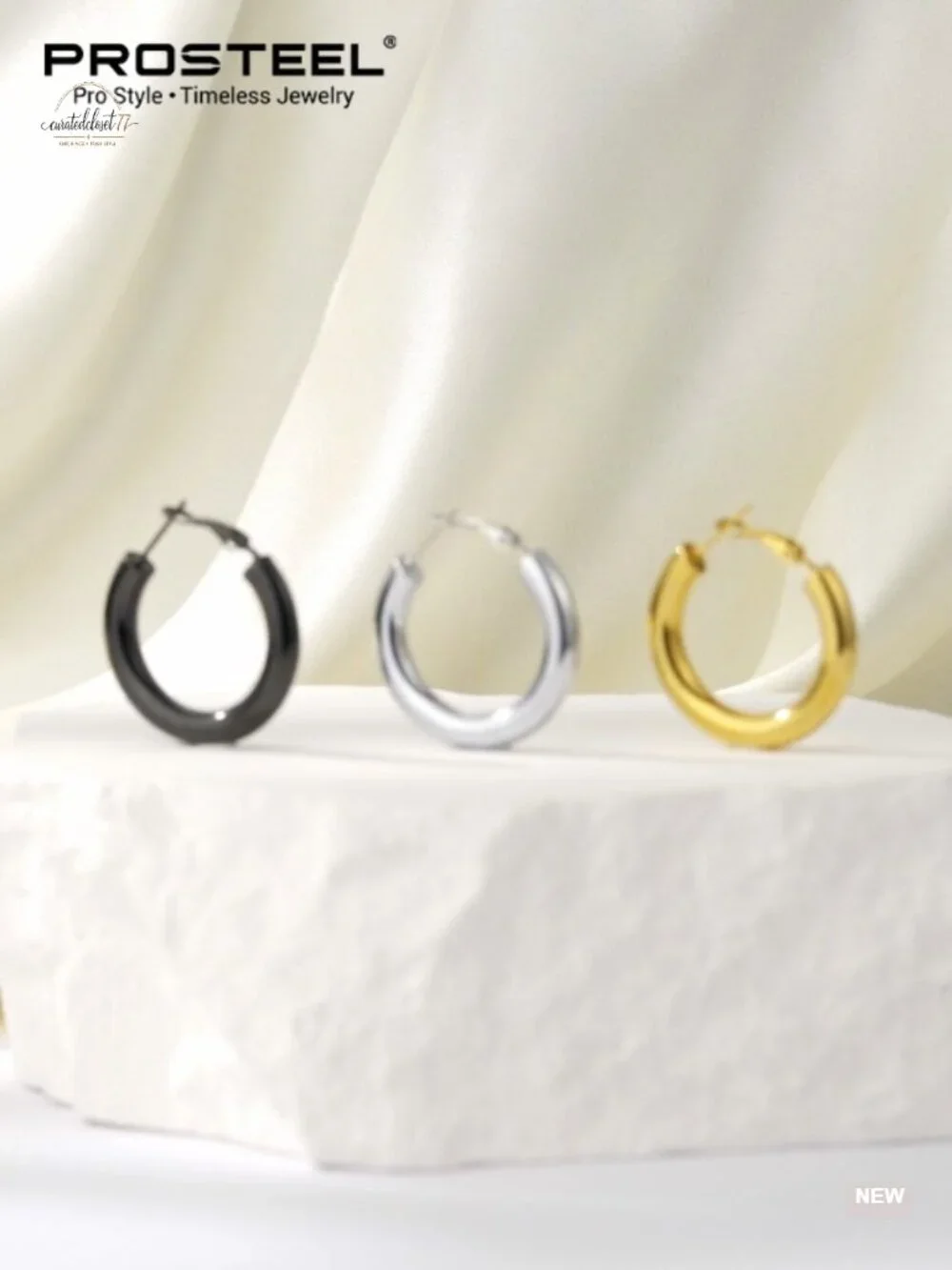 316L Stainless Steel Chunky Hoop Earrings Hypoallergenic 30mm